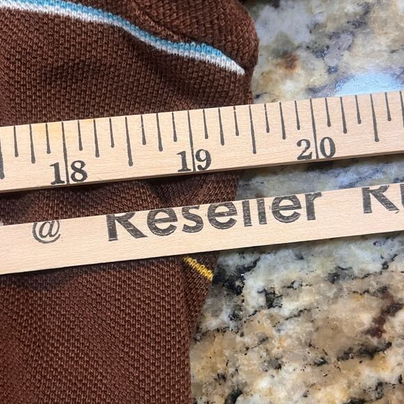 Vintage Hollister Polo Mens Large Brown Striped Slim Y2K 2000s Preppy Skater - Picture 5 of 5